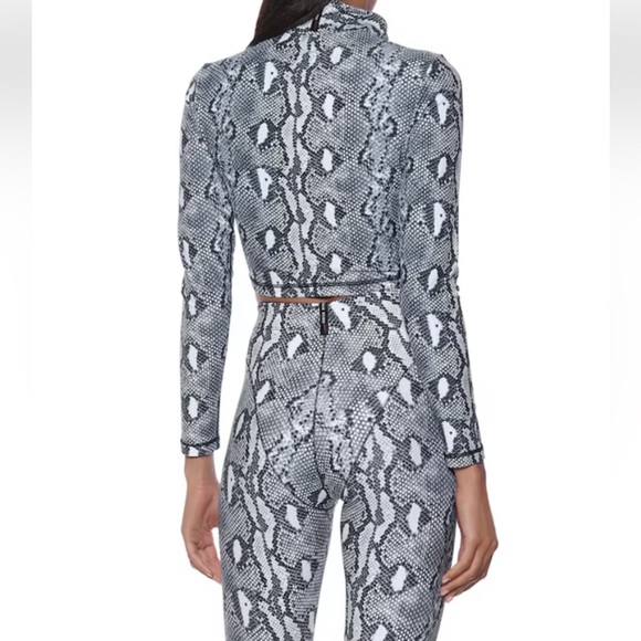 Adam Selman Python print cropped top sweatshirt zipper S $180 NEW - Picture 4 of 10